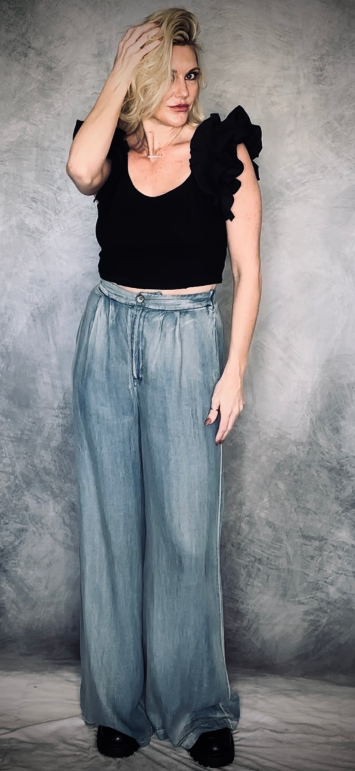 Denim Wide Leg Trouser