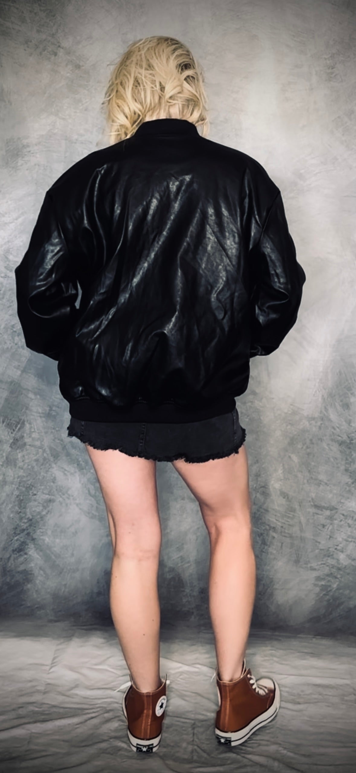 Oversized Leather Bomber