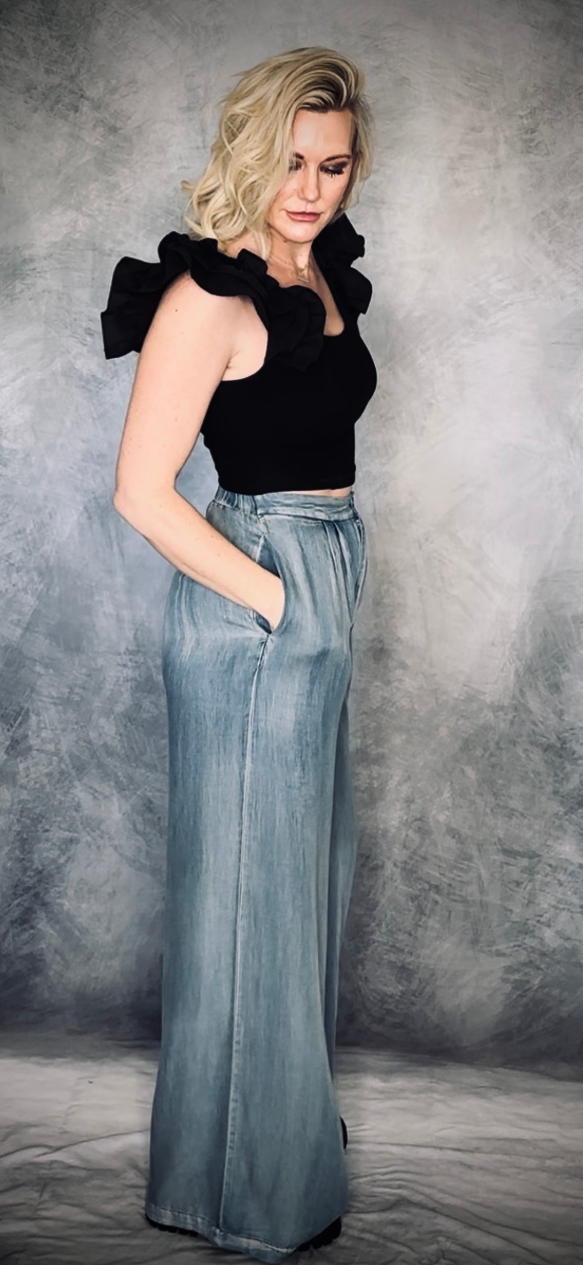 Denim Wide Leg Trouser